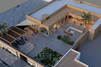 renew 3d courtyard house,outdoor living,urban landscape,modern carport biophilic