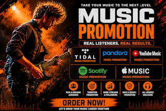 tidal pandora music promotion youtube music spotify music promotion apple music