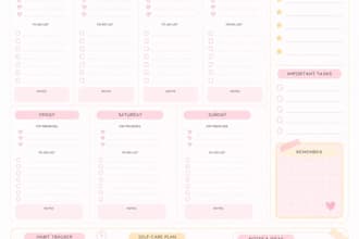 design aesthetic soft girl weekly planner printable PDF