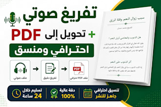 transcribe arabic audio and convert it into a professional PDF