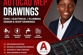 autocad mep drawings, hvac, electrical, plumbing design and shop drawing