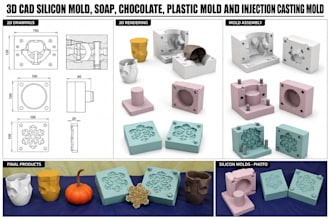 do 3d cad silicon mold, soap, chocolate, plastic mold and injection casting mold