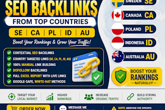 build SEO backlinks from sweden, canada, poland, indonesia, and australia