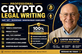 provide crypto legal writing for defi blockchain and investor ready compliance