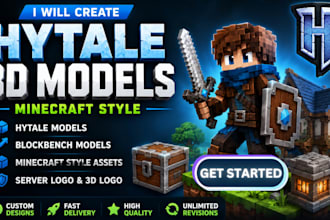 create hytale model, blockbench 3d model, minecraft logo hytale server games