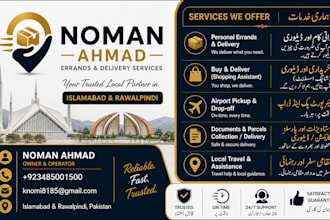 buy, collect deliver products handle local tasks in pakistan