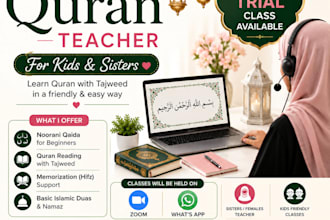 teach quran with tajweed to kids and females online