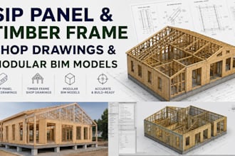 sip panel and timber frame shop drawings and modular bim model
