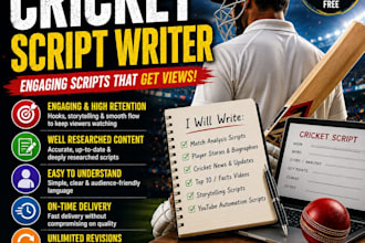 research and write cricket script