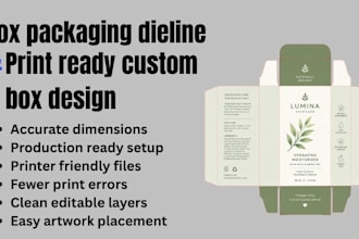 create box packaging dieline for print ready custom box design