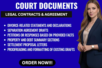 draft or proofread divorce and separation legal documents