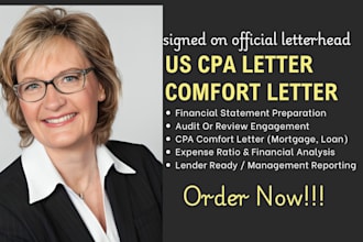provide CPA confirmation letters, reviewed audited financial statements US CPA