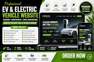 build a modern ev charging, electric vehicle, green energy, automotive website