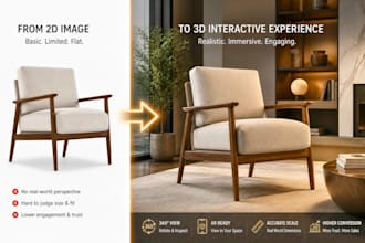 do interactive 3d furniture model for ar, shopify 3d viewer and website glb usdz