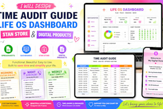 design time audit guide spreadsheet life os dashboard stan store digital product