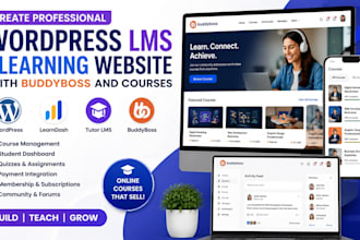 create wordpress lms elearning website with buddyboss and courses
