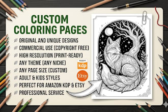 illustrate custom coloring pages for KDP and etsy