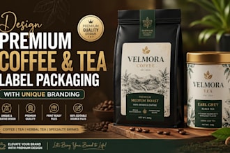 design premium coffee and tea label packaging with unique branding