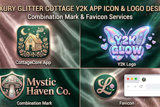 do etsy luxury glitter,cottage,y2k, app icon ,combination mark logo or favicon