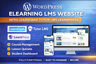 design wordpress elearning lms website with learndash tutor lms learnpress