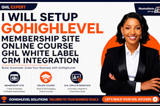setup gohighlevel membership site online course ghl white label crm integration