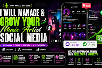 be your music artist social media manger, social media management