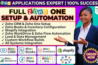 setup zoho crm zoho one books inventory shopify workdrive flow automation