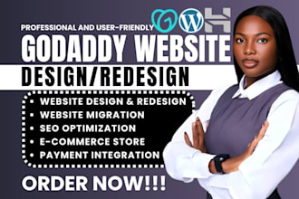 do godaddy, website design, godaddy website redesign, wordpress website, godaddy
