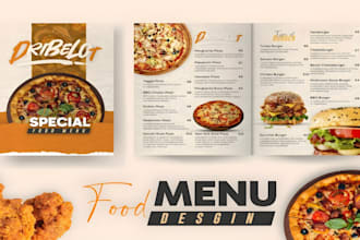 design amazing editable restaurant menu, digital menu, food flyer, cafe menu