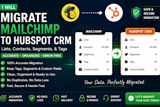 migrate mailchimp lists contacts segments tags into hubspot CRM