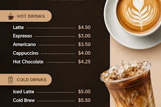 create modern cafe, coffee shop and restaurant menu design