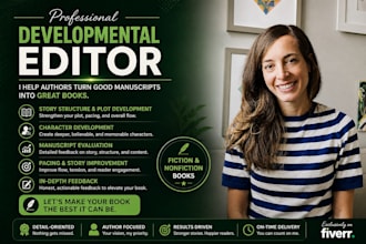 be your developmental book editor for fiction novel and non fiction book