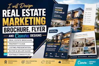 design real estate marketing brochure, flyer and property listing