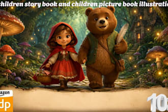 draw custom watercolor illustrations and children book illustrations for KDP