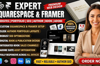 design or fix squarespace and framer websites portfolio seo author book adobe