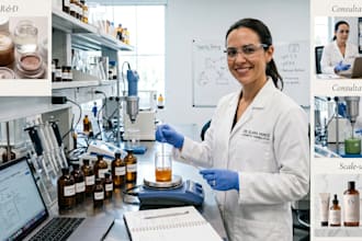 deliver cosmetic chemist for skincare and haircare formulation, expert chemist