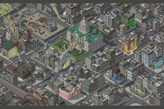 create city and real estate 3d isometric vector map illustration