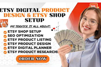 design etsy digital product listing design, etsy shop setup etsy shop,pod,SEO