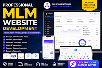 create MLM website with admin dashboard and modern UI design