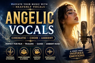 record angelic vocals, cinematic vocals for ambient vocals and choir music