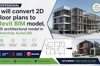 convert 2d floor plans to revit bim model 3d architectural model in sketchup