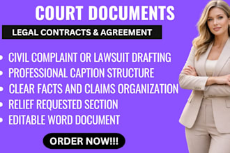 draft lawsuits, complaints, and civil court pleadings