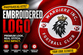 create photorealistic embroidered logo on premium fabric