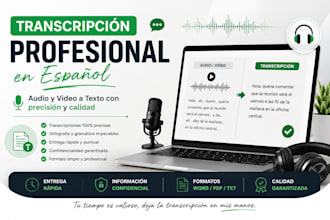 transcribo audios o videos en español rápido y preciso
