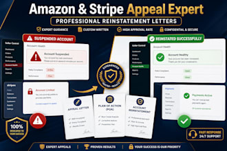 write amazon and stripe appeal letter for amazon reinstatement and suspension