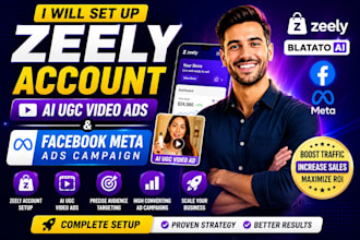 set up zeely account ai ugc video ads facebook meta ads campaign movie expert