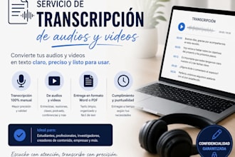 haré transcripciones en español de audio y video de forma rápida y precisa
