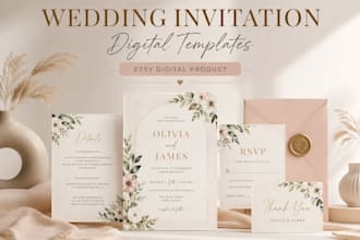 create etsy store wedding invitation card design resume design digital product