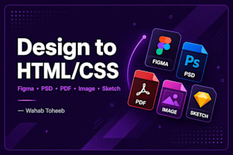 convert your design figma, PSD, PDF, or image to HTML or CSS