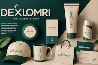 design minimalist logo, with complete brand identity and branding kit